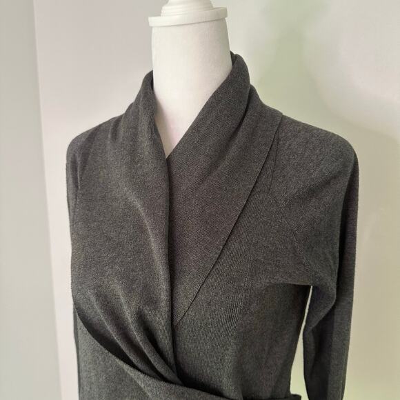 All Saints dark gray knit cropped wrap cardigan size 2 - Picture 4 of 9